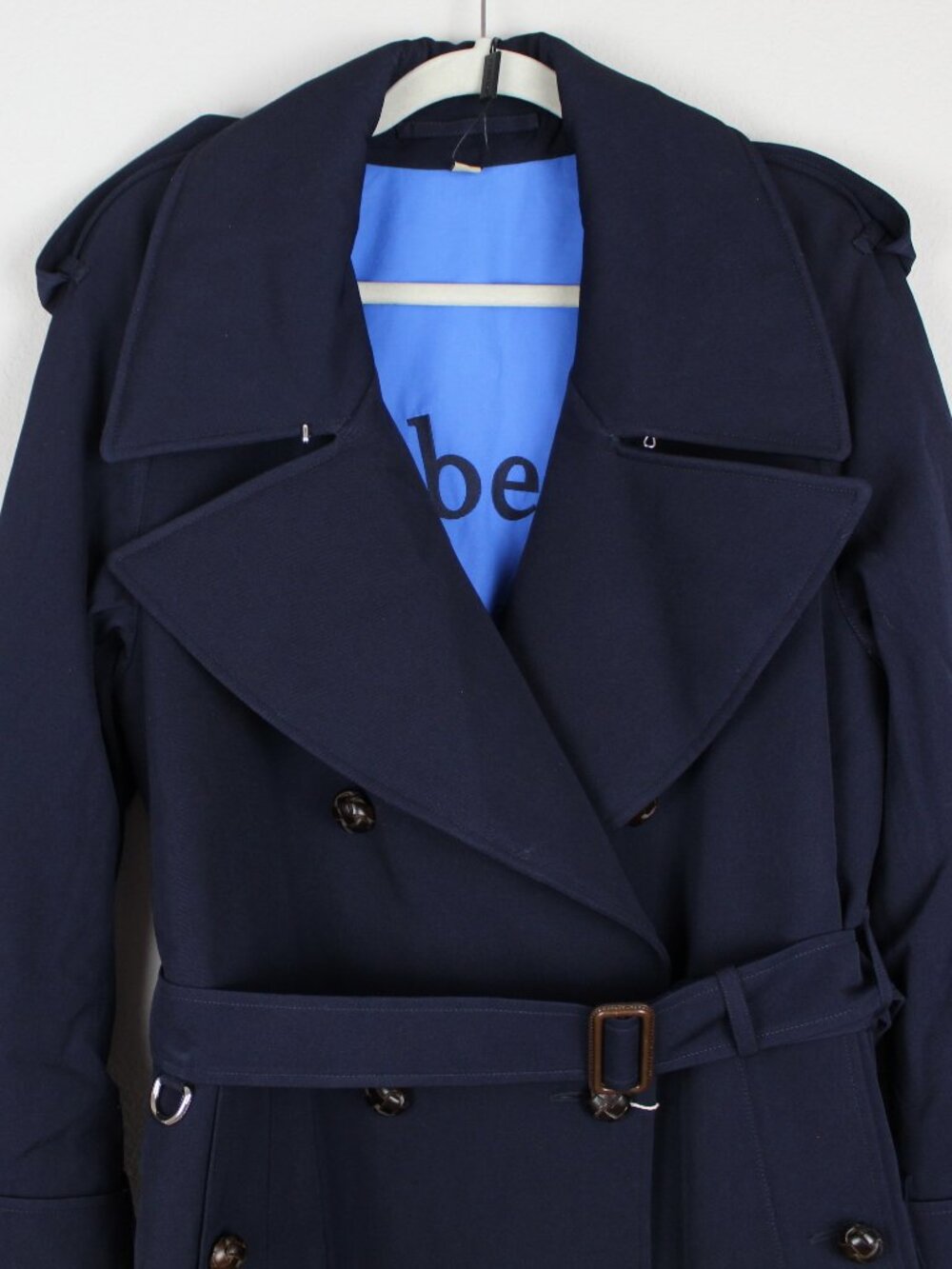 NWT Burberry Oversize Wool Wide Lapel Belted Trench Coat, Blue, US12/UK14 - Picture 7 of 16